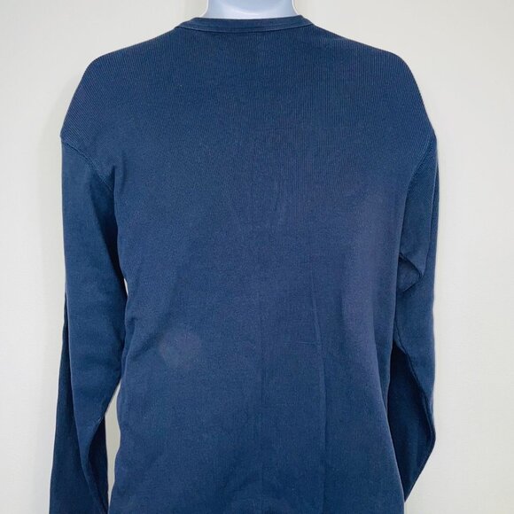Vintage Old Navy Mens L Shirt Blue Thermal Waffle Weave Long Sleeve Logo Pullove - Picture 7 of 10
